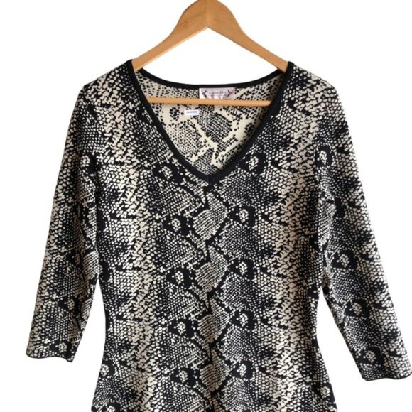 Nanette Lepore Sweater Dress Medium Snake Animal Print Neutral - Picture 4 of 14